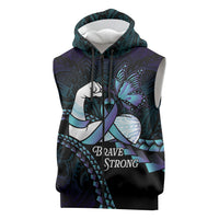 Personalised Polynesia Suicide Prevention Month Sleeveless Zip Hoodie Brave Strong Butterfly Teal Purple Ribbon LT14 Purple - Polynesian Pride