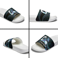 Personalised Polynesia Suicide Prevention Month Slide Sandals Brave Strong Butterfly Teal Purple Ribbon LT14 - Polynesian Pride