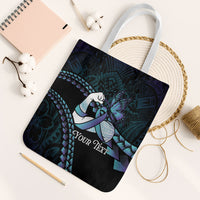 Personalised Polynesia Suicide Prevention Month Tote Bag Brave Strong Butterfly Teal Purple Ribbon LT14 White Strap One Size Purple - Polynesian Pride