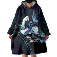 Personalised Polynesia Suicide Prevention Month Wearable Blanket Hoodie Brave Strong Butterfly Teal Purple Ribbon LT14 - Polynesian Pride