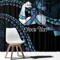 Personalised Polynesia Suicide Prevention Month Window Curtain Brave Strong Butterfly Teal Purple Ribbon LT14 - Polynesian Pride