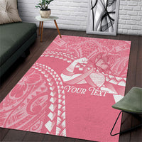 Personalised Polynesia Breast Cancer Awareness Area Rug Brave Strong Butterfly Pink Ribbon LT14 Pink - Polynesian Pride