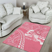 Personalised Polynesia Breast Cancer Awareness Area Rug Brave Strong Butterfly Pink Ribbon LT14 - Polynesian Pride