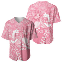 Personalised Polynesia Breast Cancer Awareness Baseball Jersey Brave Strong Butterfly Pink Ribbon LT14 - Polynesian Pride