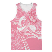 Personalised Polynesia Breast Cancer Awareness Basketball Jersey Brave Strong Butterfly Pink Ribbon