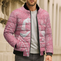 Personalised Polynesia Breast Cancer Awareness Bomber Puffer Jacket Brave Strong Butterfly Pink Ribbon