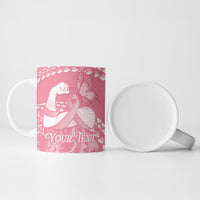 Personalised Polynesia Breast Cancer Awareness Ceramic Mug Brave Strong Butterfly Pink Ribbon