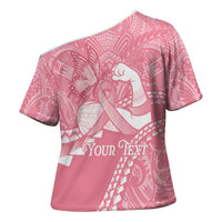 Personalised Polynesia Breast Cancer Awareness Cross Shoulder Shirt Brave Strong Butterfly Pink Ribbon
