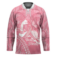 Personalised Polynesia Breast Cancer Awareness Hockey Jersey Brave Strong Butterfly Pink Ribbon