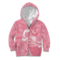 Personalised Polynesia Breast Cancer Awareness Kid Hoodie Brave Strong Butterfly Pink Ribbon LT14 Zip Hoodie Pink - Polynesian Pride