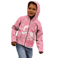 Personalised Polynesia Breast Cancer Awareness Kid Hoodie Brave Strong Butterfly Pink Ribbon LT14 - Polynesian Pride