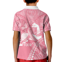 Personalised Polynesia Breast Cancer Awareness Kid Polo Shirt Brave Strong Butterfly Pink Ribbon LT14 - Polynesian Pride