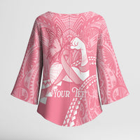 Personalised Polynesia Breast Cancer Awareness Kimono Sleeve Blouse Brave Strong Butterfly Pink Ribbon