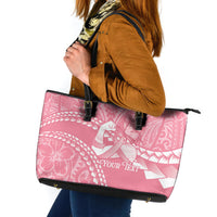 Personalised Polynesia Breast Cancer Awareness Leather Tote Bag Brave Strong Butterfly Pink Ribbon LT14 Pink - Polynesian Pride