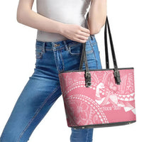 Personalised Polynesia Breast Cancer Awareness Leather Tote Bag Brave Strong Butterfly Pink Ribbon LT14 - Polynesian Pride