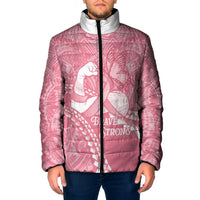 Personalised Polynesia Breast Cancer Awareness Padded Jacket Brave Strong Butterfly Pink Ribbon