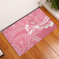 Personalised Polynesia Breast Cancer Awareness Rubber Doormat Brave Strong Butterfly Pink Ribbon LT14 - Polynesian Pride