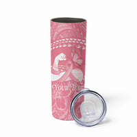 Personalised Polynesia Breast Cancer Awareness Skinny Tumbler Brave Strong Butterfly Pink Ribbon LT14 - Polynesian Pride