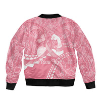 Personalised Polynesia Breast Cancer Awareness Sleeve Zip Bomber Jacket Brave Strong Butterfly Pink Ribbon LT14 - Polynesian Pride