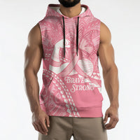 Personalised Polynesia Breast Cancer Awareness Sleeveless Hoodie Brave Strong Butterfly Pink Ribbon