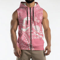 Personalised Polynesia Breast Cancer Awareness Sleeveless Zip Hoodie Brave Strong Butterfly Pink Ribbon
