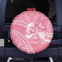 Personalised Polynesia Breast Cancer Awareness Spare Tire Cover Brave Strong Butterfly Pink Ribbon LT14 No hole Pink - Polynesian Pride