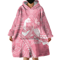 Personalised Polynesia Breast Cancer Awareness Wearable Blanket Hoodie Brave Strong Butterfly Pink Ribbon