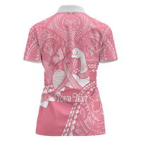 Personalised Polynesia Breast Cancer Awareness Women Polo Shirt Brave Strong Butterfly Pink Ribbon LT14 - Polynesian Pride