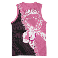Personalised Polynesia Breast Cancer Awareness Basketball Jersey Fight With Hope Pink Ribbon Boxing Gloves