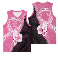 Personalised Polynesia Breast Cancer Awareness Basketball Jersey Fight With Hope Pink Ribbon Boxing Gloves