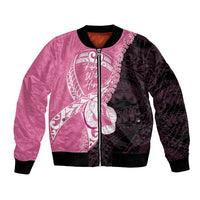 Personalised Polynesia Breast Cancer Awareness Bomber Jacket Fight With Hope Pink Ribbon Boxing Gloves