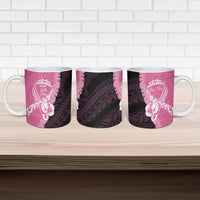 Personalised Polynesia Breast Cancer Awareness Ceramic Mug Fight With Hope Pink Ribbon Boxing Gloves