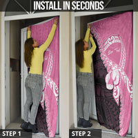 Personalised Polynesia Breast Cancer Awareness Door Cover Fight With Hope Pink Ribbon Boxing Gloves