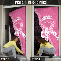 Personalised Polynesia Breast Cancer Awareness Door Cover Fight With Hope Pink Ribbon Boxing Gloves