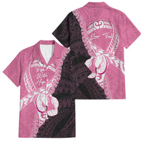 Personalised Polynesia Breast Cancer Awareness Family Matching Short Sleeve Bodycon Dress and Hawaiian Shirt Fight With Hope Pink Ribbon Boxing Gloves