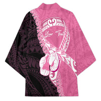 Personalised Polynesia Breast Cancer Awareness Kimono Fight With Hope Pink Ribbon Boxing Gloves