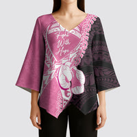 Personalised Polynesia Breast Cancer Awareness Kimono Sleeve Blouse Fight With Hope Pink Ribbon Boxing Gloves