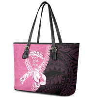 Polynesia Breast Cancer Awareness Leather Tote Bag Fight With Hope Pink Ribbon Boxing Gloves