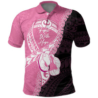 Personalised Polynesia Breast Cancer Awareness Polo Shirt Fight With Hope Pink Ribbon Boxing Gloves