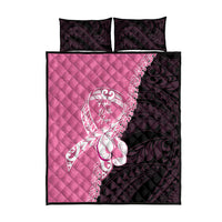 Polynesia Breast Cancer Awareness Quilt Bed Set Fight With Hope Pink Ribbon Boxing Gloves