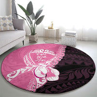 Polynesia Breast Cancer Awareness Round Carpet Fight With Hope Pink Ribbon Boxing Gloves