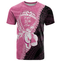 Personalised Polynesia Breast Cancer Awareness T Shirt Fight With Hope Pink Ribbon Boxing Gloves