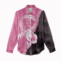 Personalised Polynesia Breast Cancer Awareness Women Casual Shirt Fight With Hope Pink Ribbon Boxing Gloves