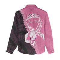Personalised Polynesia Breast Cancer Awareness Women Casual Shirt Fight With Hope Pink Ribbon Boxing Gloves