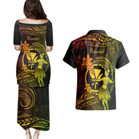 Hawaii Couples Matching Puletasi Dress and Hawaiian Shirt Hula Girl Mix Polynesian Plumeria Reggae Version LT14 - Polynesian Pride