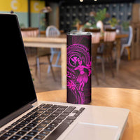 Hawaii Skinny Tumbler Hula Girl Mix Polynesian Plumeria Pink Version