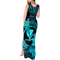 Hawaii Tank Maxi Dress Hula Girl Mix Polynesian Plumeria Turquoise Version LT14 - Polynesian Pride