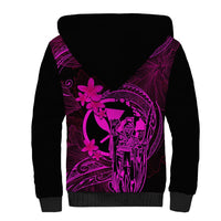 Hawaii Sherpa Hoodie King Kamehameha Mix Polynesian Plumeria Pink Version LT14 - Polynesian Pride