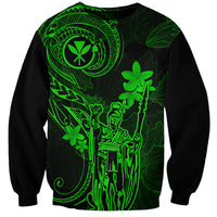 Hawaii Sweatshirt King Kamehameha Mix Polynesian Plumeria Green Version LT14 Unisex Green - Polynesian Pride