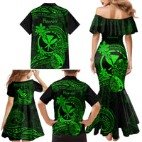 Hawaii Family Matching Mermaid Dress and Hawaiian Shirt Pineapple Mix Polynesian Plumeria Green Version LT14 - Polynesian Pride